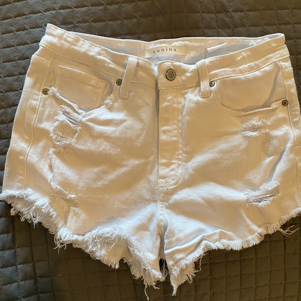 White denim shorts